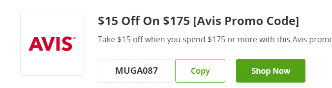 Cupón de $15 de descuento al gastar $175 en alquiler de vehículos en Avis de Groupon