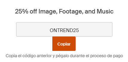 Cupón de 25% de descuento de Shutterstock en Honey