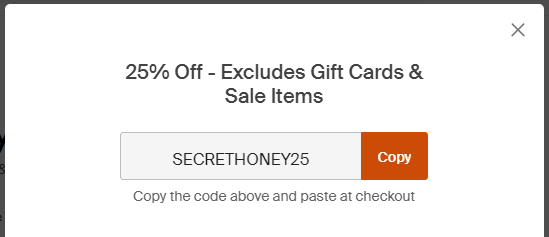 Cupón de 25% de descuento en Princess Polly en Honey