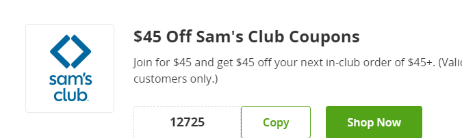 Cupón de 45% de descuento en tu primera orden de compra en Sams Club