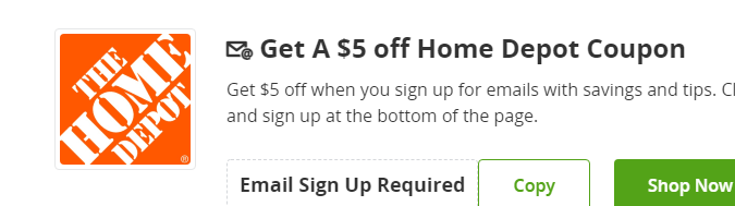 Cupón de $5 de descuento en The Home Depot