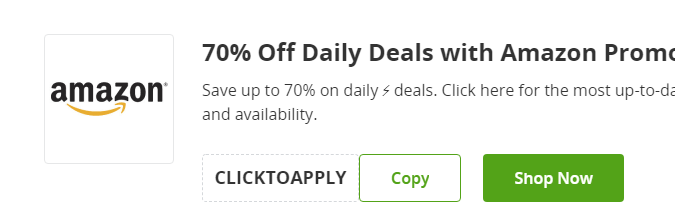 Cupón de 70% de descuento en las promociones diarias de Amazon