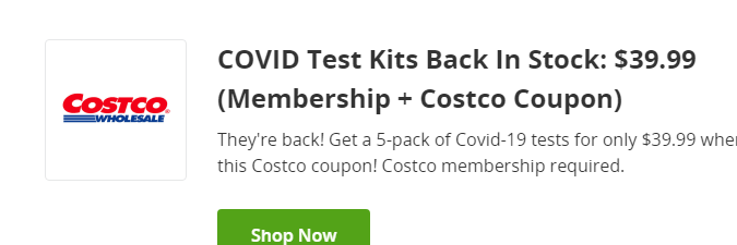 Cupón de descuento de en pruebas de Covid-19 Costco