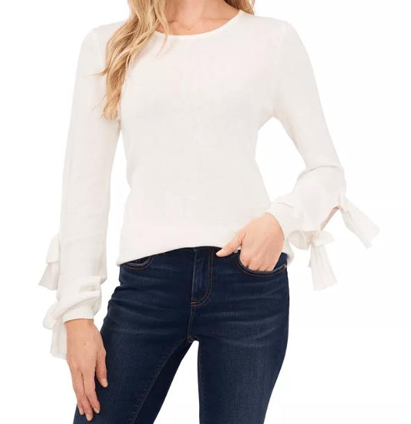 Suéter ligero con detalles en mangas CeCe