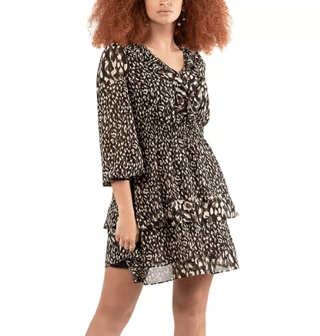 Vestido de dos capas con estampado animal print Black Tape