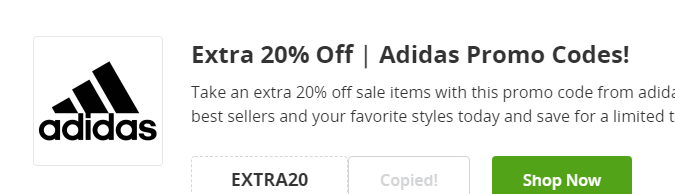 Cupón de 20 de descuento Adidas