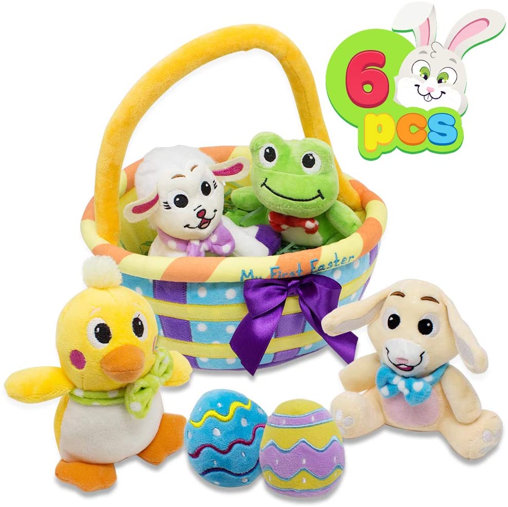 Cesta de juguete con peluches de pascua Joyin