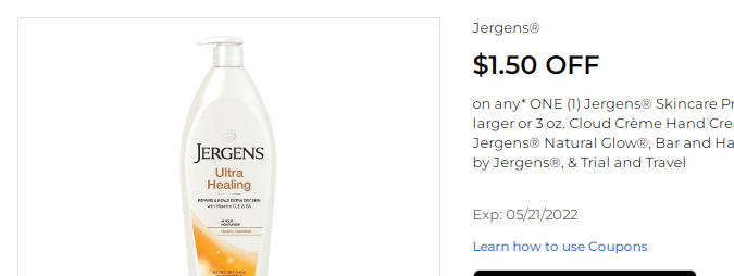 Cupón de $1.50 de descuento en crema para manos Jergens de Dollar General