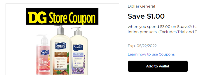 Cupón de $1 de descuento en jabón líquido para manos y cuerpo Suave de Dollar General