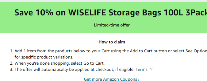 Cupón de 10% de descuento en un paquete de organizadores de ropa Wiselife en Amazon