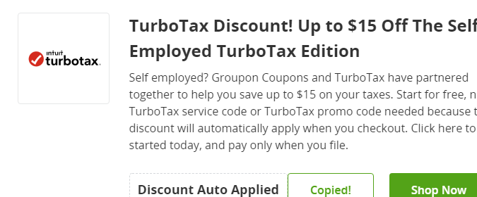 Cupón de $15 de descuento para emprendedores de la app de TurboTax en Groupon