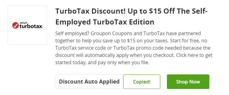 Cupón de $15 de descuento para emprendedores de la app de TurboTax en Groupon