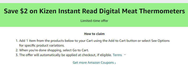 Cupón de $2 de descuento en termómetros digitales de cocina en Amazon