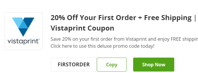 Cupón de 20% de descuento en la primera orden en VistaPrint de Groupon