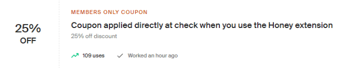 Cupón de 25% de descuento usando la extensión de Honey en Macy's