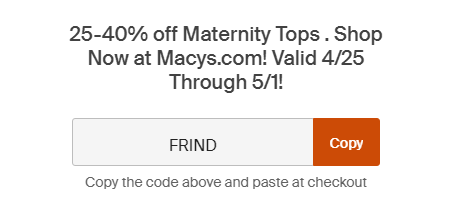 Cupón de 25% a 40% de descuento en camisas de maternidad en Macy's de Honey