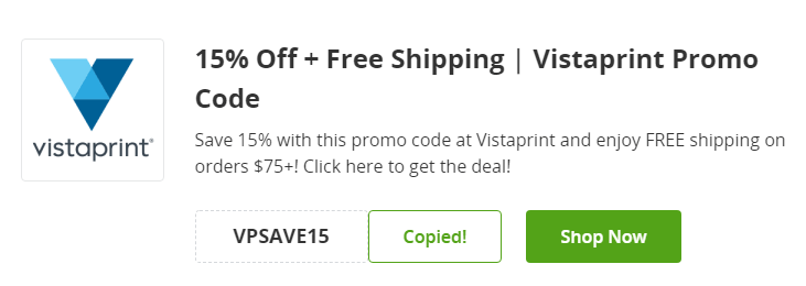 Cupón de 25 de descuento más envío gratis en pedidos en VistaPrint