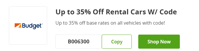 Cupón de 35% de descuento en alquiler de vehículo en Budget