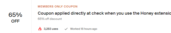 Cupón de descuento 65% de descuento usando la extensión en Honey en Macy's