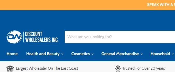Página web de Discount Wholesalers