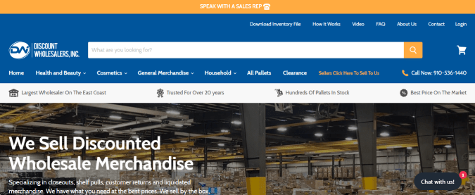 Página web de Discount Wholesalers