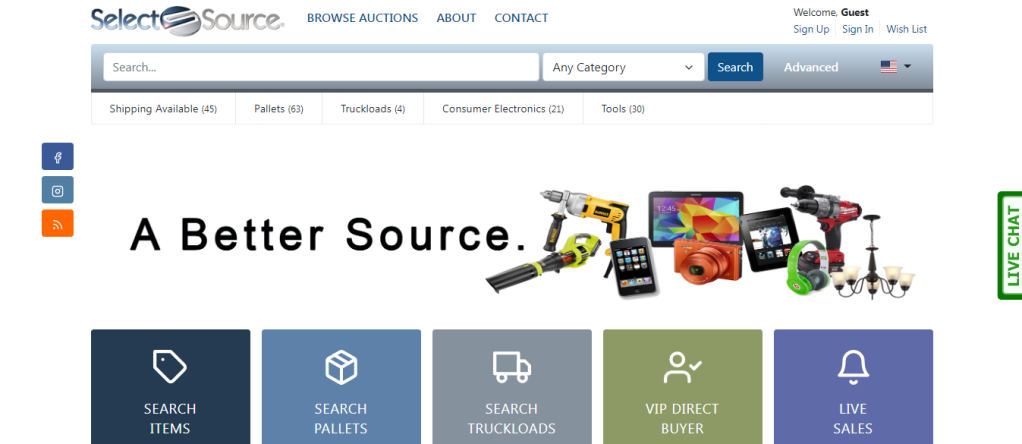 Página web de The Select Source