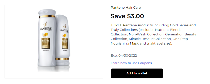 Cupón de descuento productos pantene de Dollar General