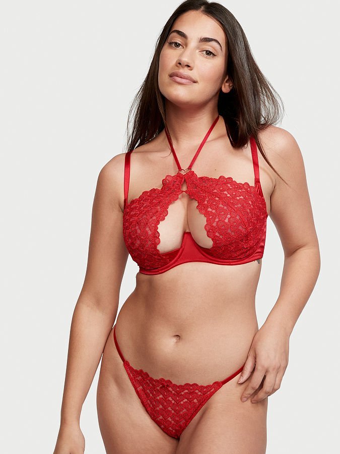 Brasier de corte frontal cruzado y encaje Victoria’s Secret