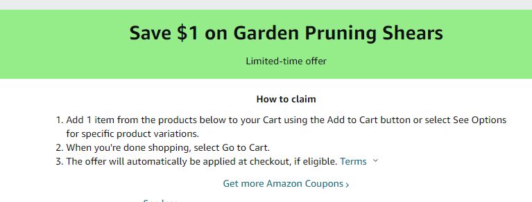 Cupón de $1 de descuento en tijeras para jardín de Amazon