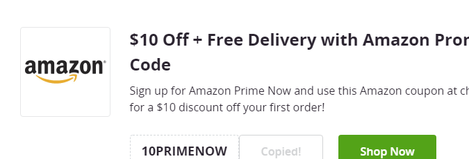 Cupón de $10 de descuento al registrarse en Amazon Prime de Groupon