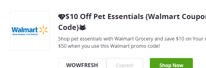 Cupón de $10 de descuento en artículos para mascotas en Walmart de Groupon