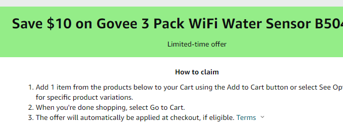 Cupón de $10 de descuento en sistema detector de fugas de agua inteligente de Amazon