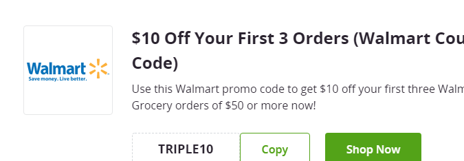 Cupón de $10 de descuento en tus primeros 3 pedidos en Walmart de Groupon