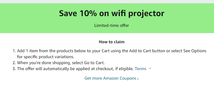 Cupón de 10% de descuento en video proyector de Amazon