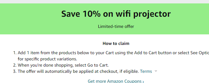Cupón de 10% de descuento en video proyector de Amazon