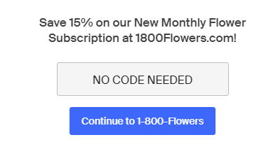 Cupón de 15% de descuento en nuevas suscripciones en 1-800-Flowers de Honey