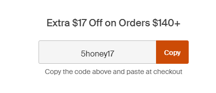 Cupón de $17 de descuento en pedidos de al menos $140 en AliExpress de Honey
