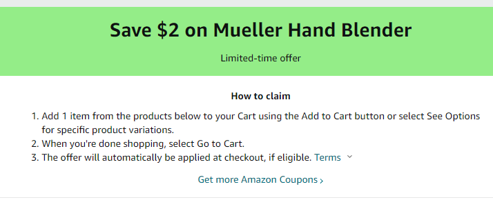 Cupón de $2 de descuento en batidor de mano eléctrico de Amazon