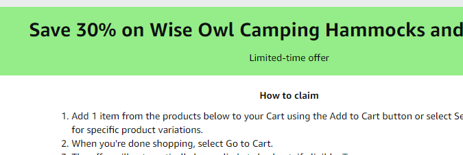 Cupón de 30% de descuento en hamacas de Amazon