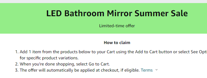 Cupón de $45 de descuento en espejo con luz LED de Amazon