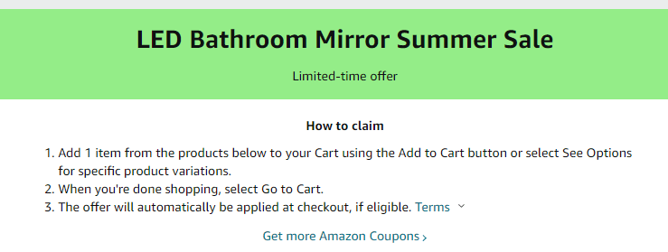 Cupón de $45 de descuento en espejo con luz LED de Amazon