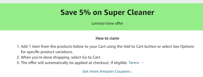 Cupón de 5% de descuento en líquido limpiador de autos de Amazon
