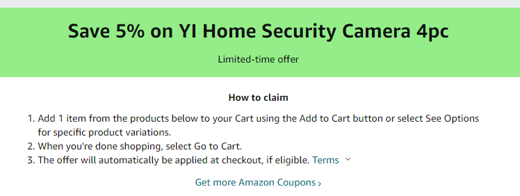 Cupón de 5% de descuento en sistema de cámaras inteligentes de Amazon