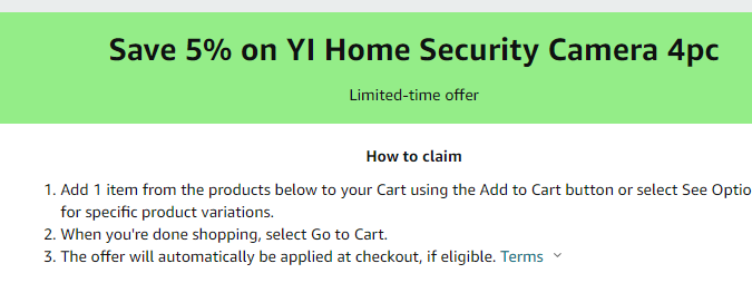 Cupón de 5% de descuento en sistema de cámaras inteligentes de Amazon