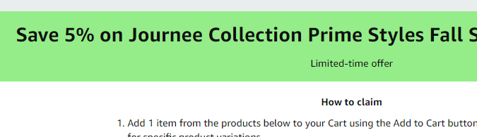 Cupón de 5% de descuento en tacones bajos para dama de Amazon