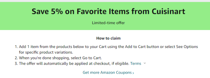 Cupón de 5% de descuento en waflera de Amazon