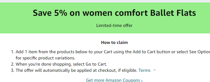 Cupón de 5% de descuento en zapatillas para dama de Amazon