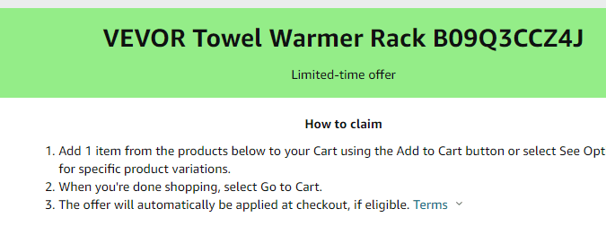 Cupón de $60 de descuento en repisa para toallas de baño de Amazon