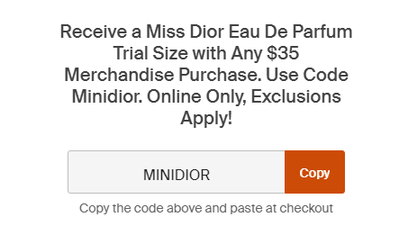 Cupón de muestra gratis de perfume Miss Dior con una compra de $35 en Sephora de Honey