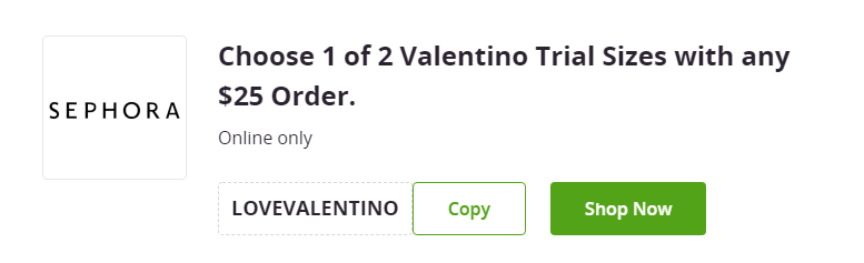 Cupón de muestra gratis de perfume Valentino con un pedido de $25 en Sephora de Groupon